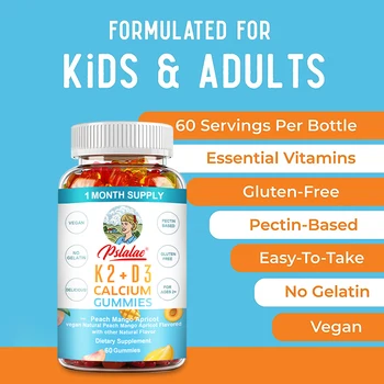 Organski kalcij vitamina D3 i K2 | Zalihe na 1 mjesec | Кальциевая dodatak | Za podršku kostiju | Žvakaće gume Calcium with Vitamin D3 K2